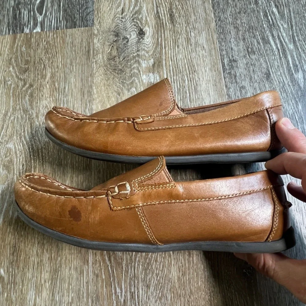 Florsheim Loafers Kids 6W Brown Leather Slip On Memory Foam Driving Mocs 16564